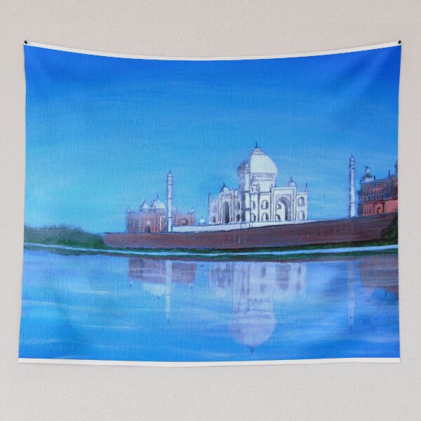Item preview, The Taj Mahal at Twilight - Blue Painting and Poetic Reflections designed and sold by Galerie des Chimères.