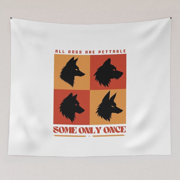 Item preview, All Dogs Are Pettable Some Only Once - Funny Wolf Pop Art designed and sold by Neurospicy Trolls.