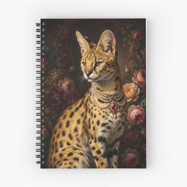 Item preview, Regal Serval Cat Portrait with Ruby Necklace designed and sold by Real Beast Art.