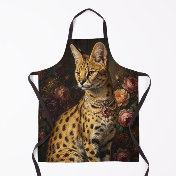 Item preview, Regal Serval Cat Portrait with Ruby Necklace designed and sold by Real Beast Art.