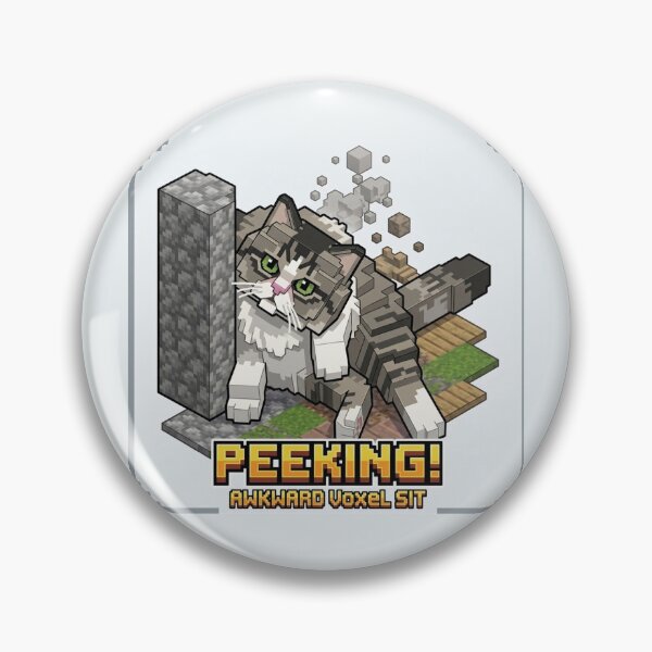 Item preview, KAM KAM Peeking! Awkward Voxel Cat Pixel Art designed and sold by PetalsPaws.
