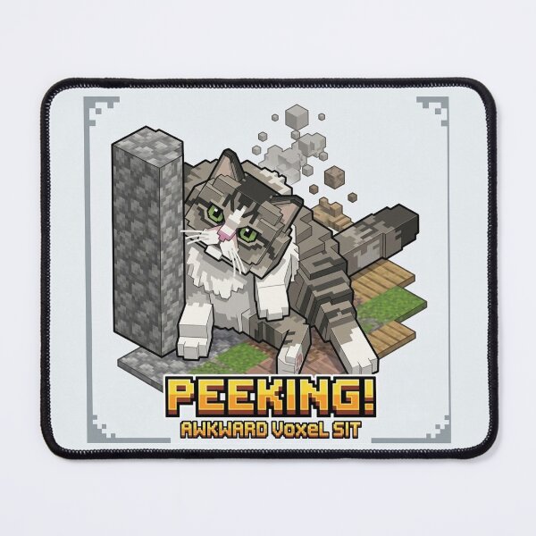 Item preview, KAM KAM Peeking! Awkward Voxel Cat Pixel Art designed and sold by PetalsPaws.