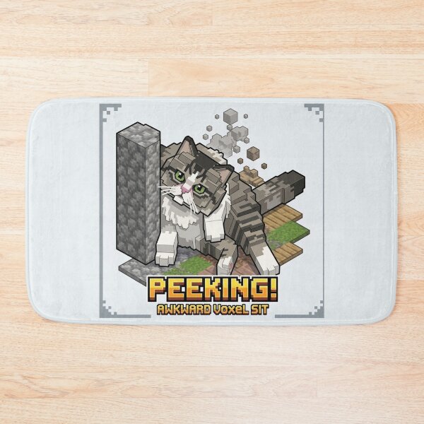 Item preview, KAM KAM Peeking! Awkward Voxel Cat Pixel Art designed and sold by PetalsPaws.
