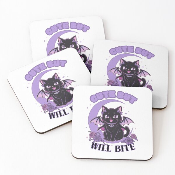 Item preview, Cute But Will Bite Pastel Goth Vampire Cat designed and sold by ZdunekDesign.