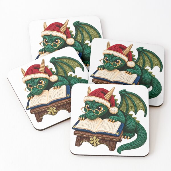 Item preview, Christmas Book Dragon – Crochet Fantasy Reader with Santa Hat designed and sold by Digital Culture Studio.