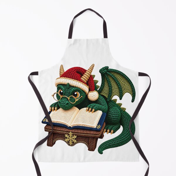 Item preview, Christmas Book Dragon – Crochet Fantasy Reader with Santa Hat designed and sold by Digital Culture Studio.