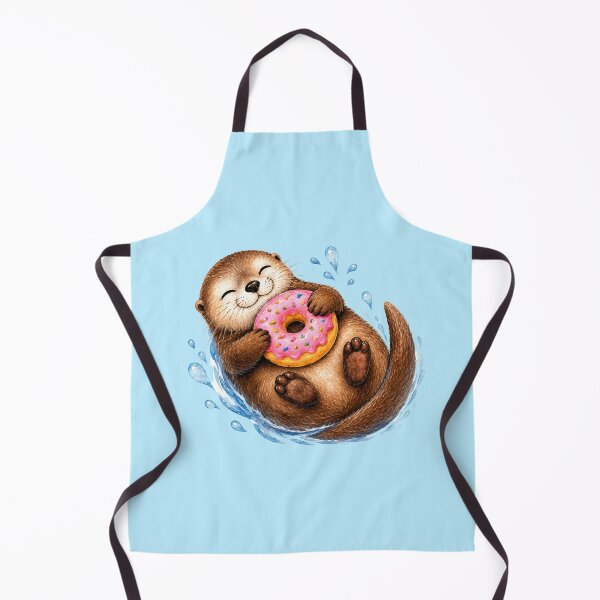 Item preview, Cute Otter Hugging Pink Donut Watercolor Art designed and sold by GusiaTreasures.