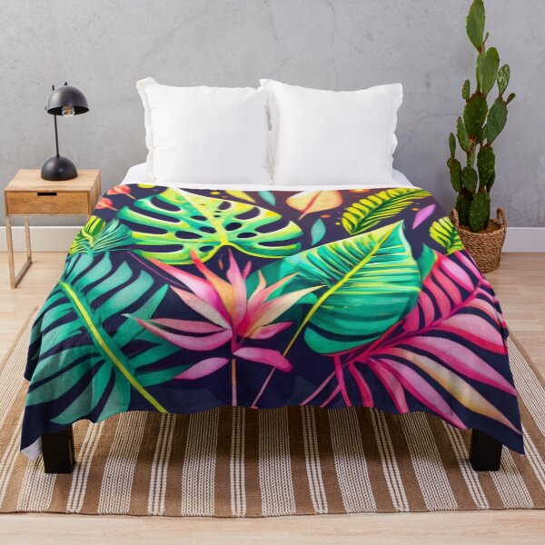 Item preview, Vibrant Tropical Leaves with Pink Accents designed and sold by BeachWhisper.