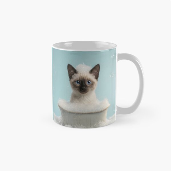 Item preview, Baby Siamese Cat Bubble Bath Cute Nursery Bathroom Art designed and sold by LazyOwlStore.