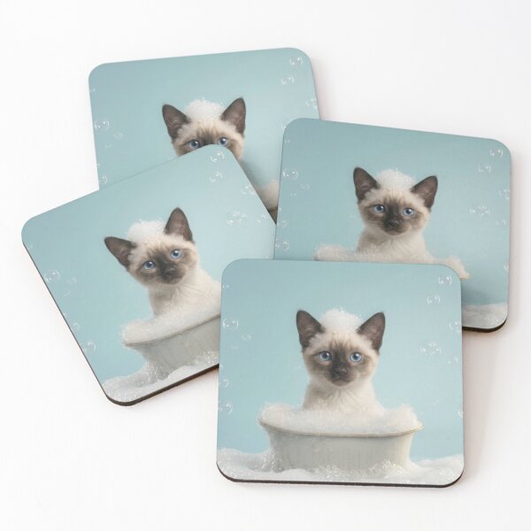 Item preview, Baby Siamese Cat Bubble Bath Cute Nursery Bathroom Art designed and sold by LazyOwlStore.