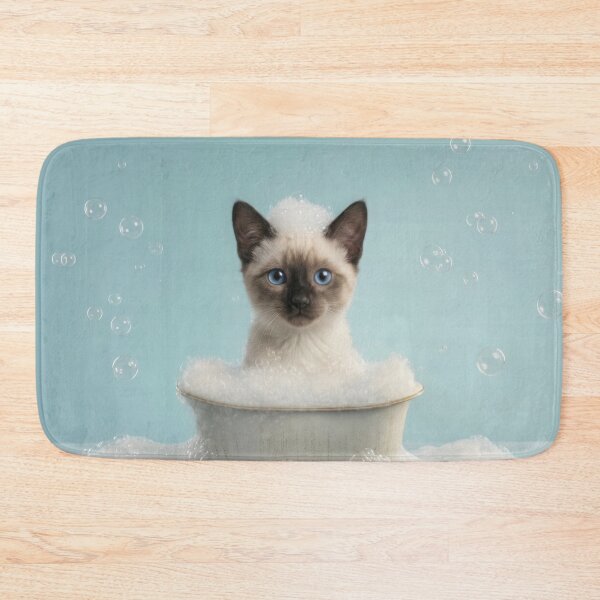 Item preview, Baby Siamese Cat Bubble Bath Cute Nursery Bathroom Art designed and sold by LazyOwlStore.