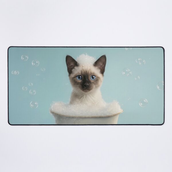 Item preview, Baby Siamese Cat Bubble Bath Cute Nursery Bathroom Art designed and sold by LazyOwlStore.