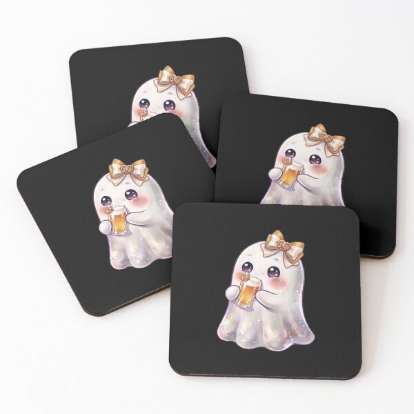 Item preview, Cute Kawaii Ghost Drinking Beer Glass Design / Halloween / Cafe / Ghosts / Foodie / Drinks / T-shirts mugs stickers phone case hardcover journal poster designed and sold by TeenLake.
