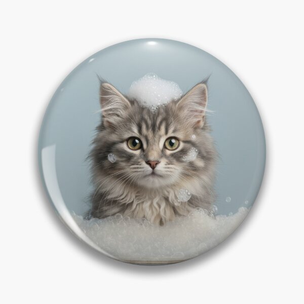 Item preview, Baby Siberian Cat Bubble Bath Cute Nursery Bathroom Art designed and sold by LazyOwlStore.