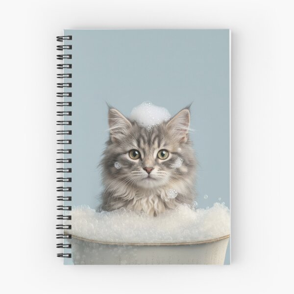 Item preview, Baby Siberian Cat Bubble Bath Cute Nursery Bathroom Art designed and sold by LazyOwlStore.