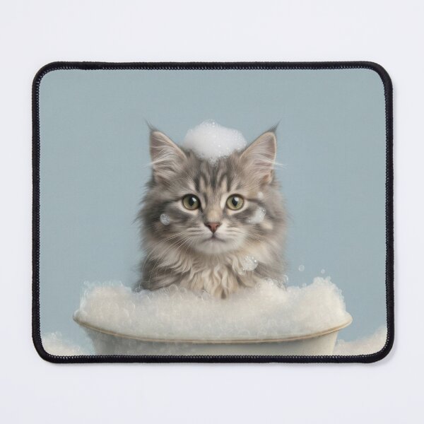 Item preview, Baby Siberian Cat Bubble Bath Cute Nursery Bathroom Art designed and sold by LazyOwlStore.