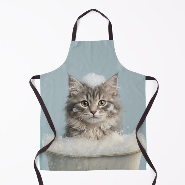 Item preview, Baby Siberian Cat Bubble Bath Cute Nursery Bathroom Art designed and sold by LazyOwlStore.