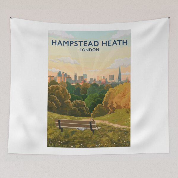 Item preview, Hampstead Heath London Original Custom Vintage Poster Wall Art Design Pillow Gift designed and sold by Cool Robot Bro..