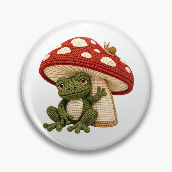 Item preview, Crochet Frog Under Mushroom – Cute Amigurumi Cottagecore Frog designed and sold by Digital Culture Studio.
