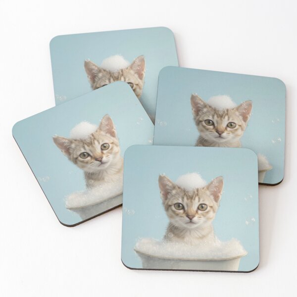 Item preview, Baby Singapura Cat Bubble Bath Cute Nursery Bathroom Art designed and sold by LazyOwlStore.