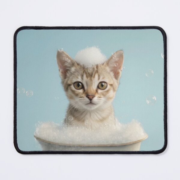 Item preview, Baby Singapura Cat Bubble Bath Cute Nursery Bathroom Art designed and sold by LazyOwlStore.