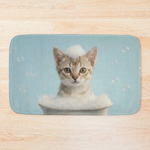 Item preview, Baby Singapura Cat Bubble Bath Cute Nursery Bathroom Art designed and sold by LazyOwlStore.