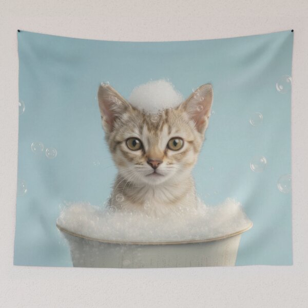 Item preview, Baby Singapura Cat Bubble Bath Cute Nursery Bathroom Art designed and sold by LazyOwlStore.