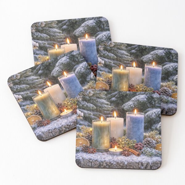 Item preview, Winter Solstice Yule Candle Arrangement in the Forrest in the Snow  designed and sold by Stephanie Laird.