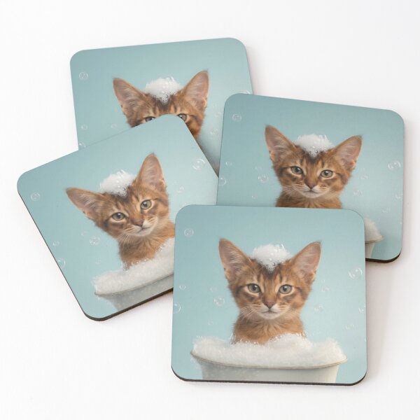 Item preview, Baby Somali Cat Bubble Bath Cute Nursery Bathroom Wall Art designed and sold by LazyOwlStore.