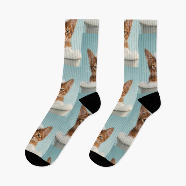 Artikelvorschau, Baby-Somali-Katze im Schaumbad – Niedliche Wanddeko für Kinderzimmer und Badezimmer entworfen und verkauft von LazyOwlStore.