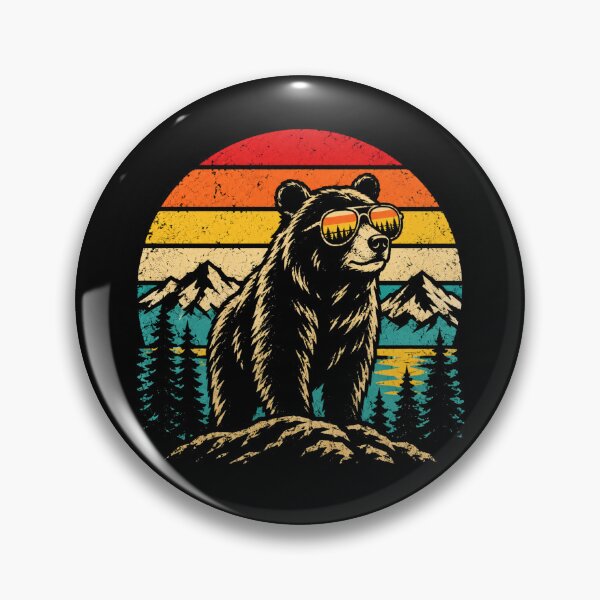 Item preview, Retro Bear Sunglasses Mountain Wilderness Vintage Nature Adventure designed and sold by Moizento.