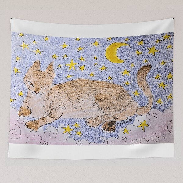 Item preview, kitty cat crayon drawing designed and sold by flyfishstudio.