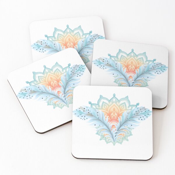 Item preview, Boho Mandala Feathers Watercolor Art designed and sold by alizye.