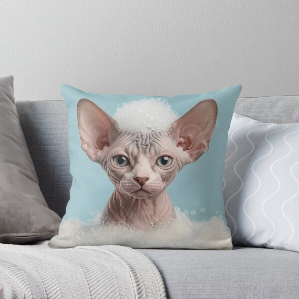 Item preview, Baby Sphynx Cat Bubble Bath Cute Nursery Bathroom Wall Art designed and sold by LazyOwlStore.