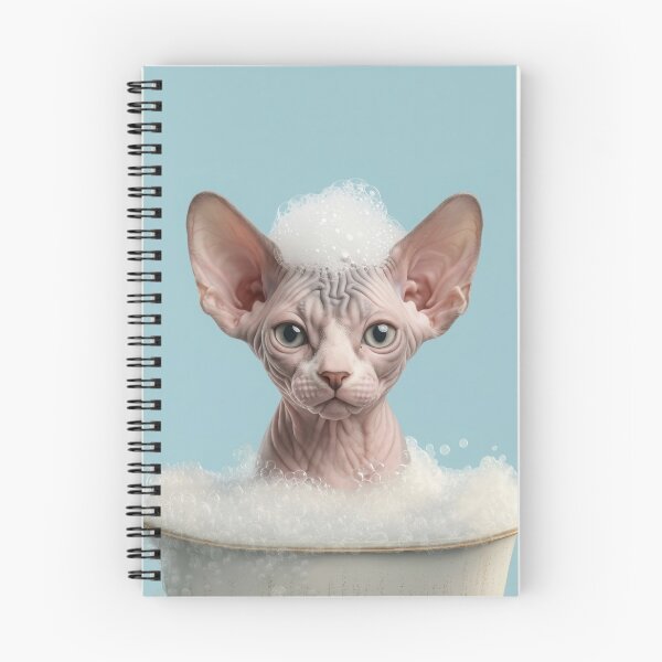 Item preview, Baby Sphynx Cat Bubble Bath Cute Nursery Bathroom Wall Art designed and sold by LazyOwlStore.
