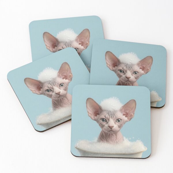 Item preview, Baby Sphynx Cat Bubble Bath Cute Nursery Bathroom Wall Art designed and sold by LazyOwlStore.
