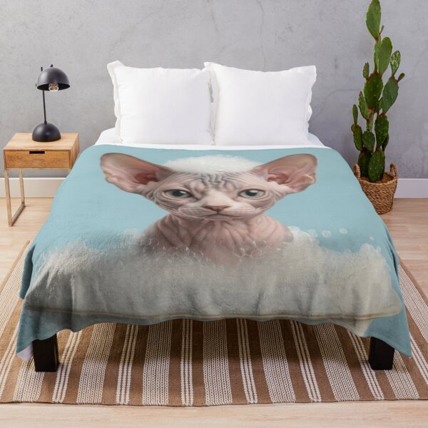Item preview, Baby Sphynx Cat Bubble Bath Cute Nursery Bathroom Wall Art designed and sold by LazyOwlStore.