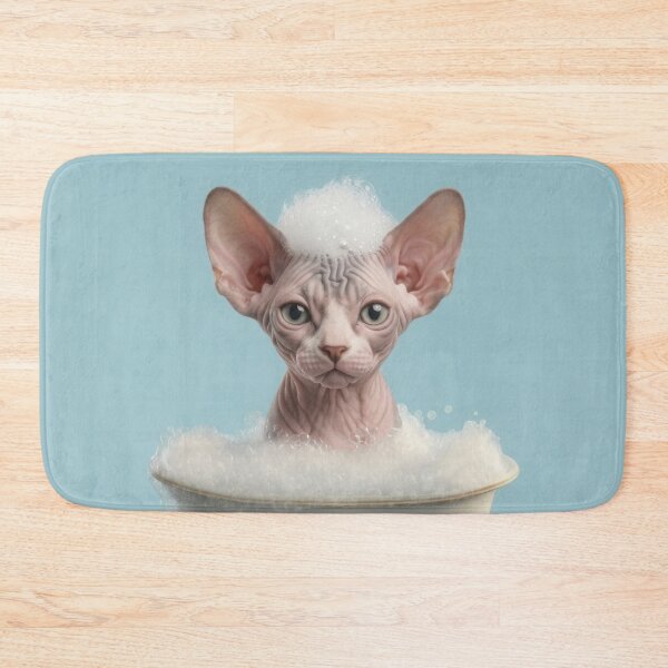Item preview, Baby Sphynx Cat Bubble Bath Cute Nursery Bathroom Wall Art designed and sold by LazyOwlStore.