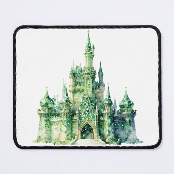 Item preview, Emerald Magic Kingdom - Fairytale Castle Watercolor designed and sold by WildArtIT.