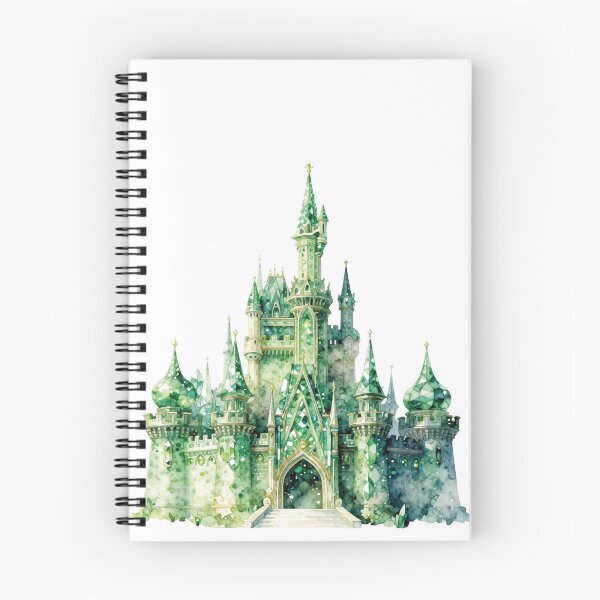 Item preview, Emerald Magic Kingdom - Fairytale Castle Watercolor designed and sold by WildArtIT.