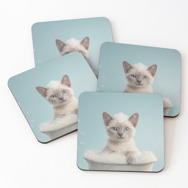 Item preview, Baby Tonkinese Cat Bubble Bath Cute Nursery Bathroom Art designed and sold by LazyOwlStore.
