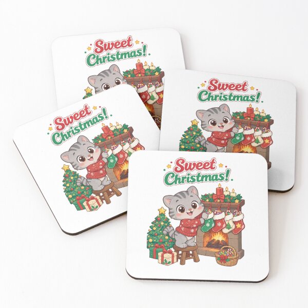 Item preview, Sweet Christmas Cat | Cute Kawaii Gray Cat Christmas Design designed and sold by MurkCraft.