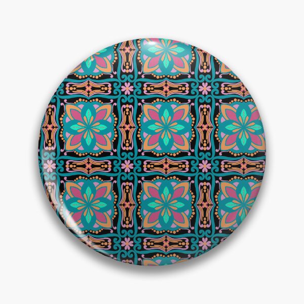 Item preview, Boho Floral Tile Pattern, Teal Pink Geometric Design. designed and sold by Rukhscreations.