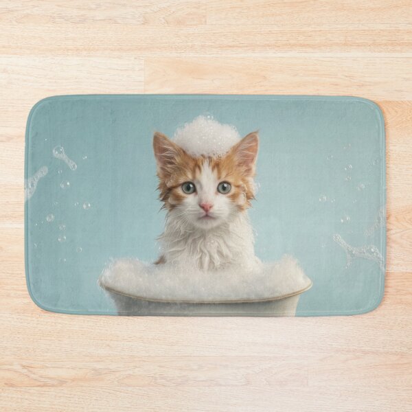 Item preview, Baby Turkish Van Bubble Bath Cute Nursery Bathroom Art designed and sold by LazyOwlStore.