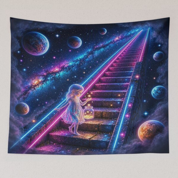 Item preview, Stairway to the Cosmos: Little Girl Catching Stars designed and sold by Breezes-of-Ida.