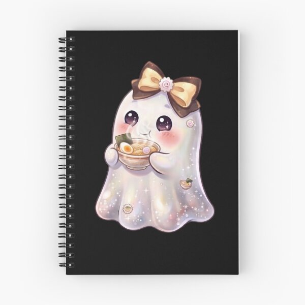 Item preview, Cute Kawaii Ghost Eating a Ramen Design / Halloween / Korean / Yummy / Foodie / Kdrama / T-shirts mugs stickers phone case hardcover journal poster designed and sold by TeenLake.