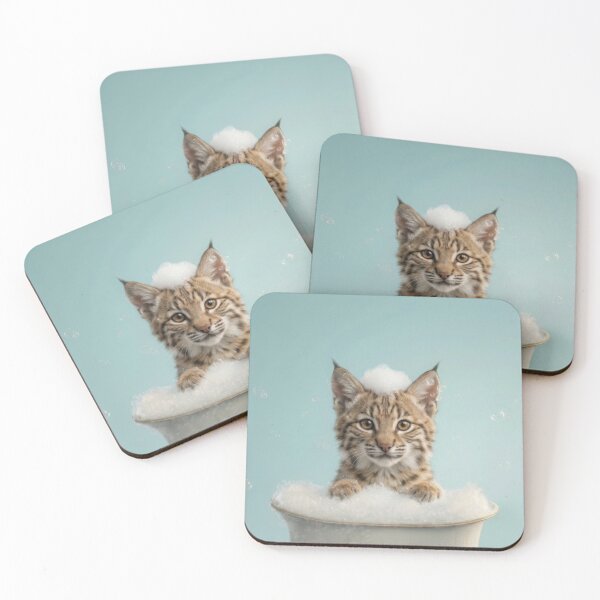 Item preview, Baby Bobcat Bubble Bath Cute Nursery Bathroom Wall Art designed and sold by LazyOwlStore.