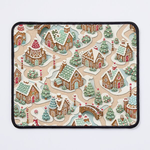 Item preview, Whimsical Gingerbread Christmas Village Pattern designed and sold by frumixart.