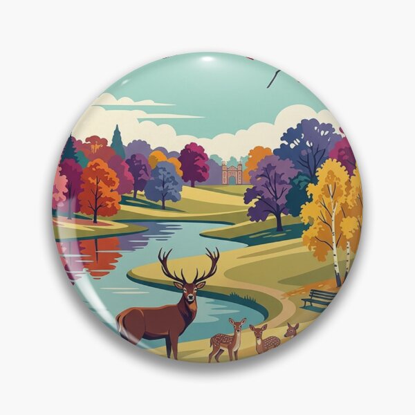 Item preview, Richmond Park London Original Custom Vintage Poster Wall Art Design Pillow Gift designed and sold by Cool Robot Bro..