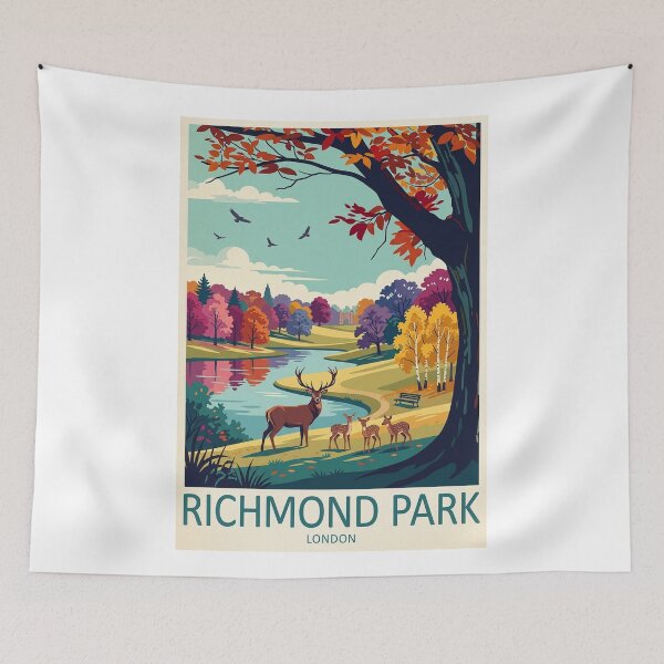 Item preview, Richmond Park London Original Custom Vintage Poster Wall Art Design Pillow Gift designed and sold by Cool Robot Bro..